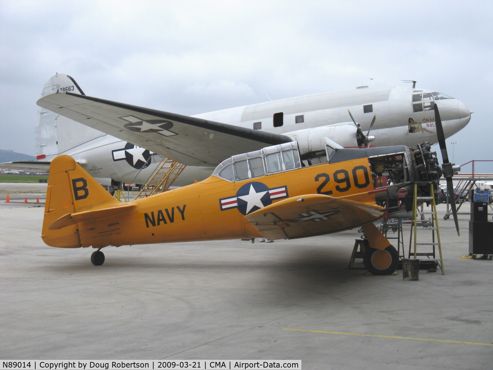 N89014, 1943 North American SNJ-5 Texan Texan C/N 84865, 1943 North American SNJ-5, P&W R-1340 600 Hp, cowl off-maintenance