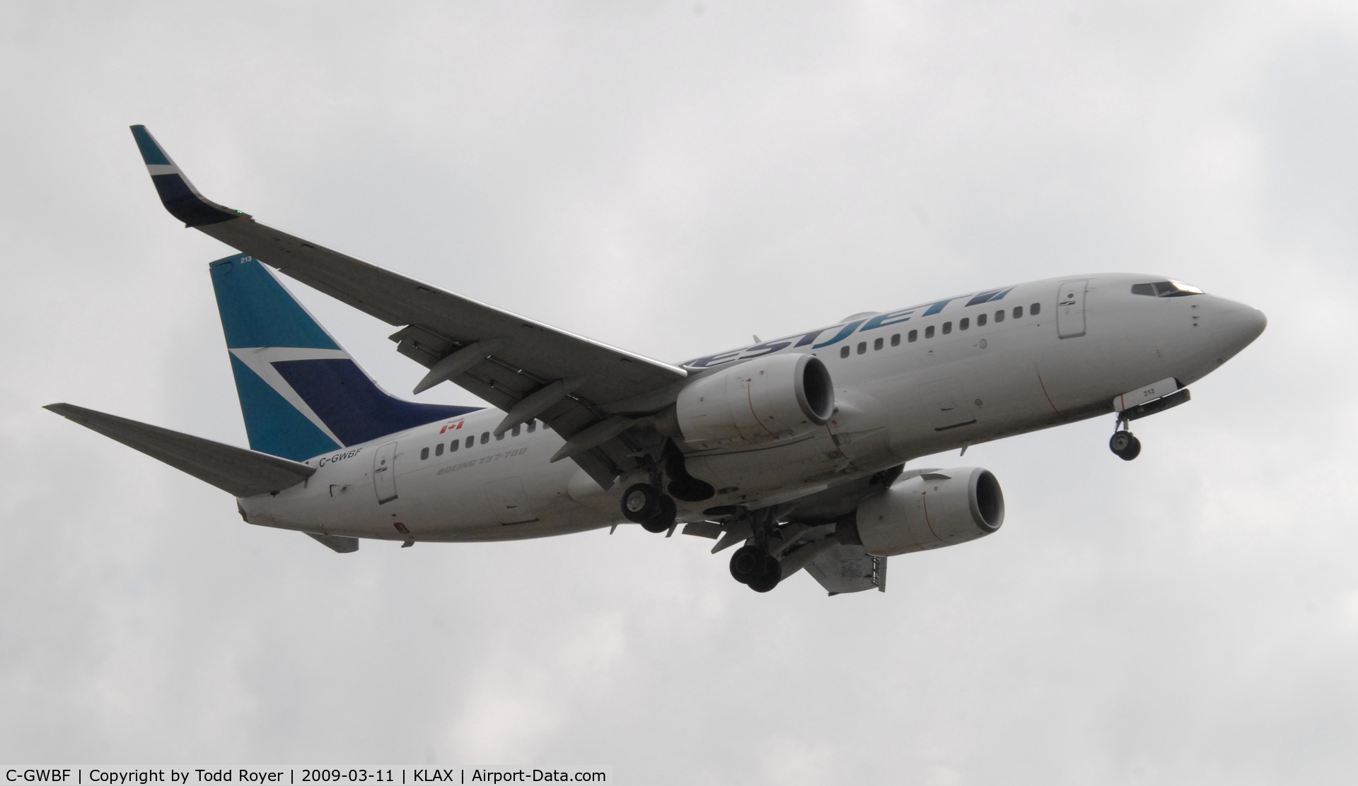 C-GWBF, 2003 Boeing 737-7CT C/N 32757, Landing 24R at LAX