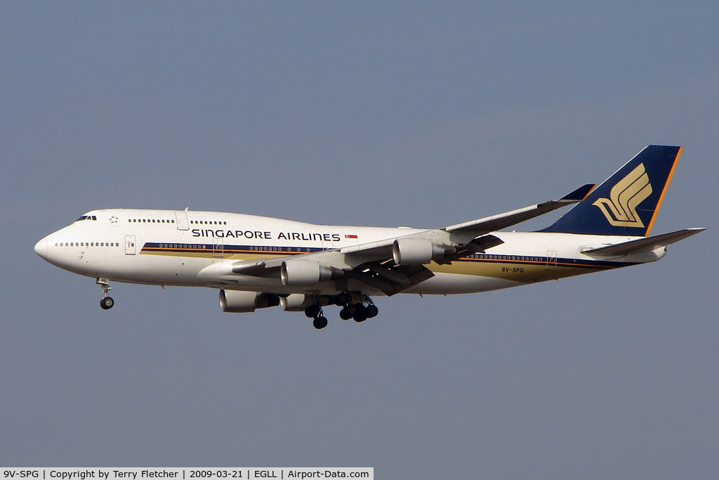 9V-SPG, 1996 Boeing 747-412 C/N 26562, Singapore B747 at Heathrow