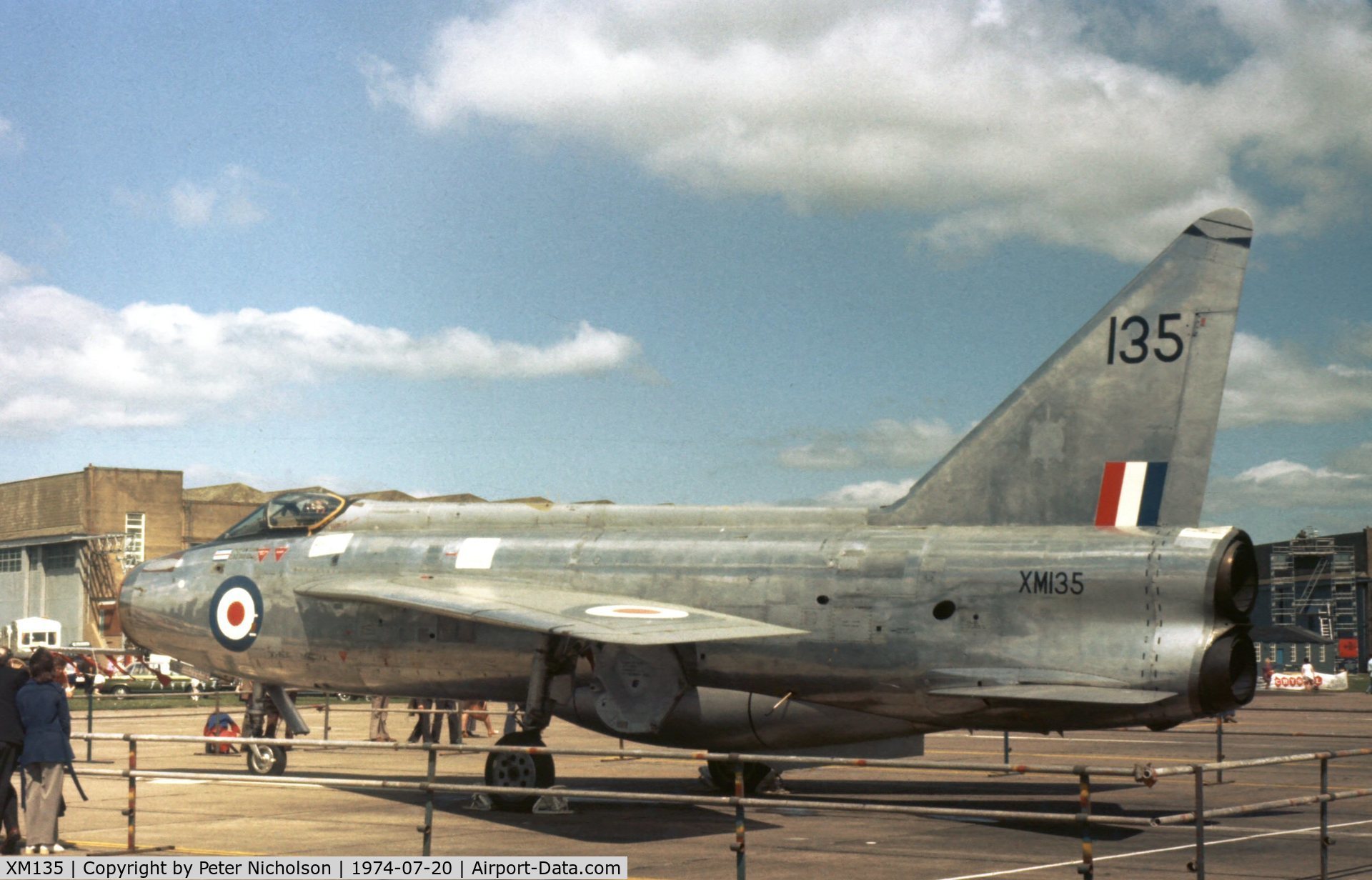 XM135, 1959 English Electric Lightning F.1 C/N 95031, Another view of the Lightning F.1 in the static park at the 1974 Leconfield Airshow.