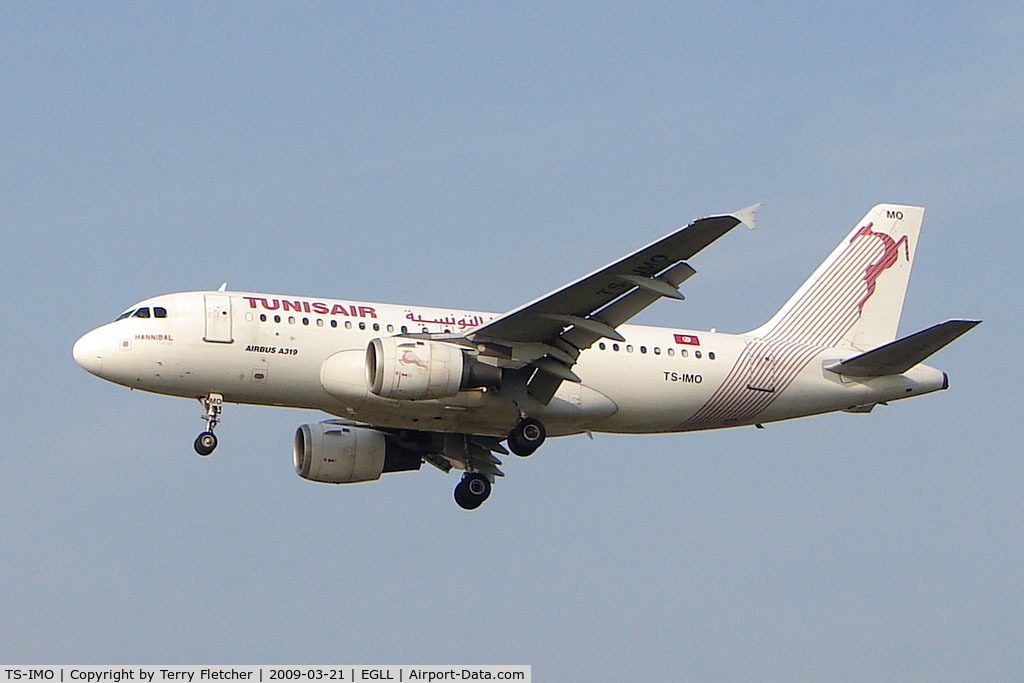 TS-IMO, 2001 Airbus A319-114 C/N 1479, Tunis Air A319 at Heathrow