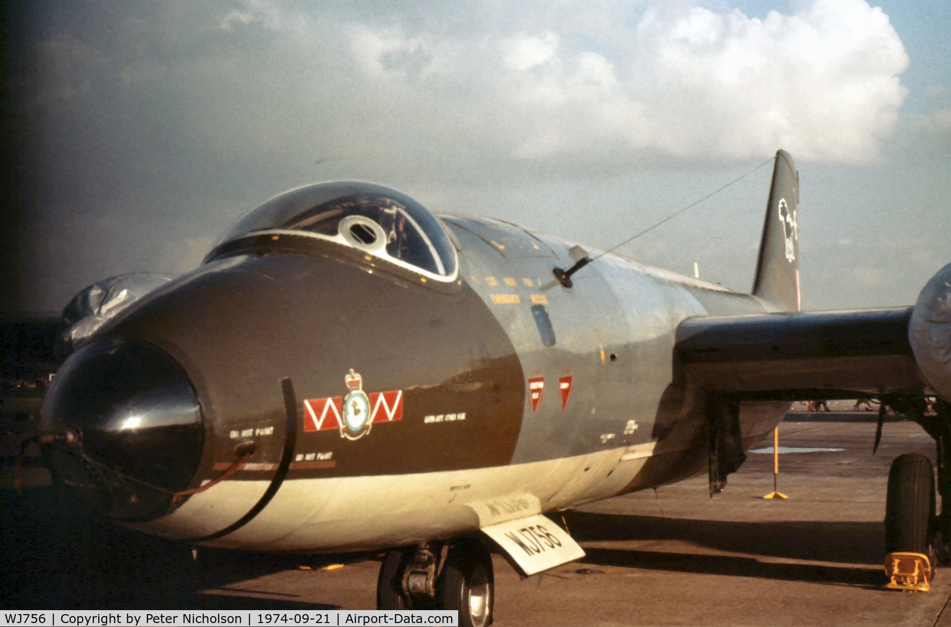 WJ756, 1954 English Electric Canberra E.15 C/N Not found WJ756, Another view of 98 Squadron's Canberra E.15 at the 1974 RAF Finningley Airshow.