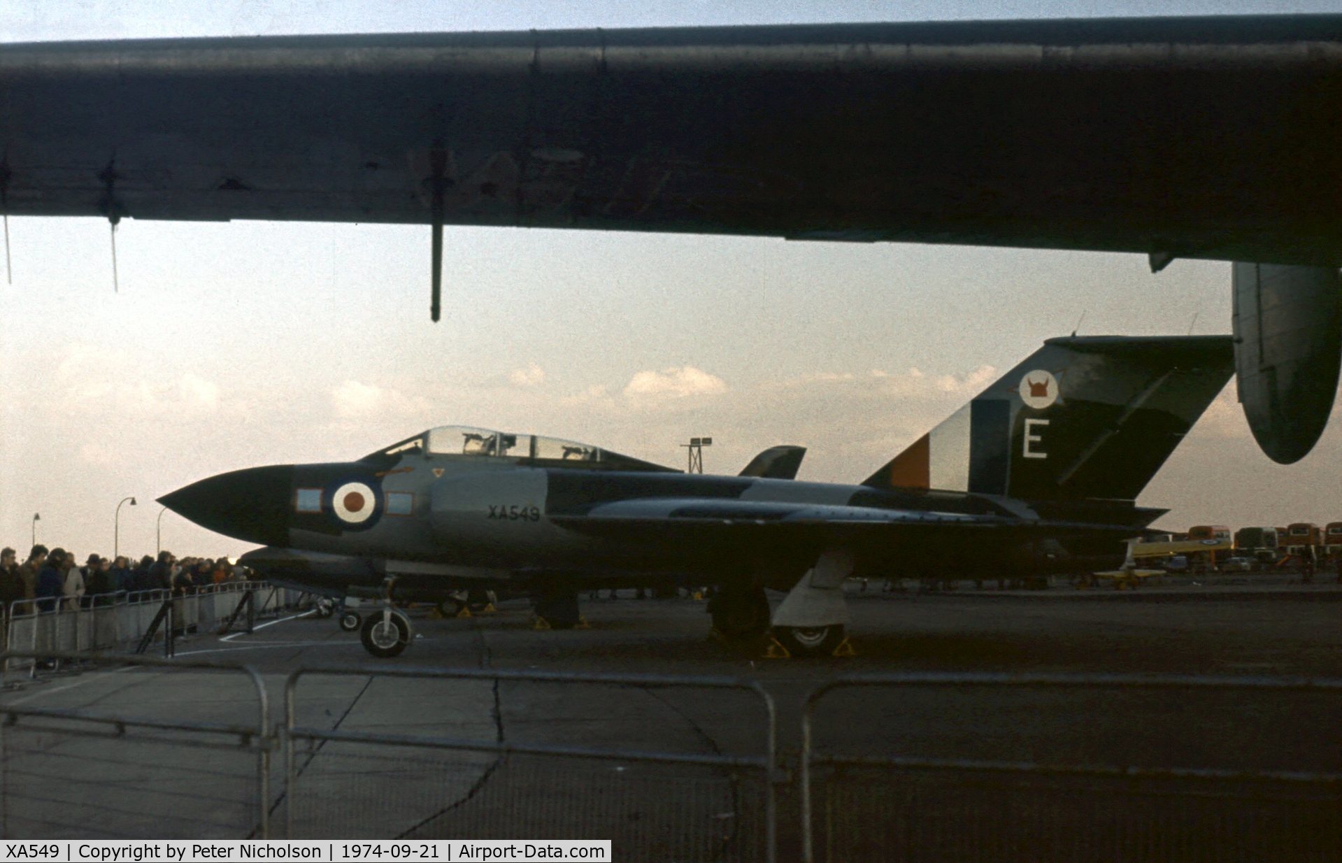 XA549, 1954 Gloster Javelin FAW.5 C/N Not found XA549, Javelin FAW.5 in the static park of the 1974 RAF Finningley Airshow.
