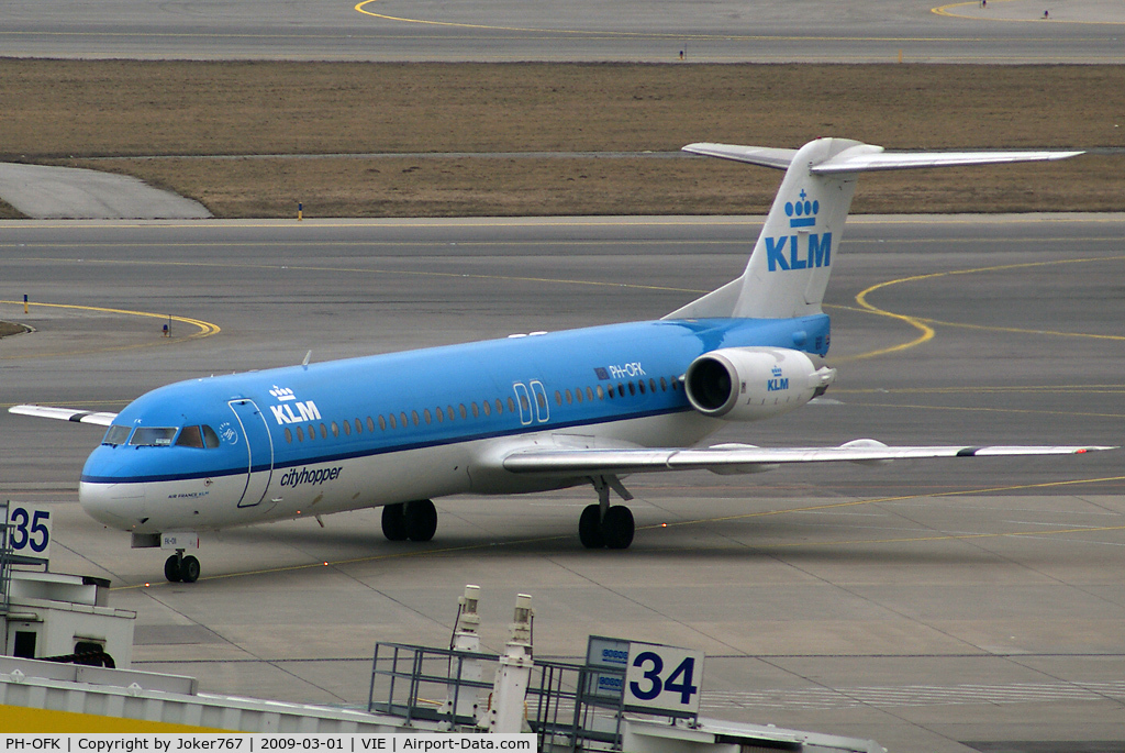 PH-OFK, 1988 Fokker 100 (F-28-0100) C/N 11249, KLM cityhopper Fokker F-100