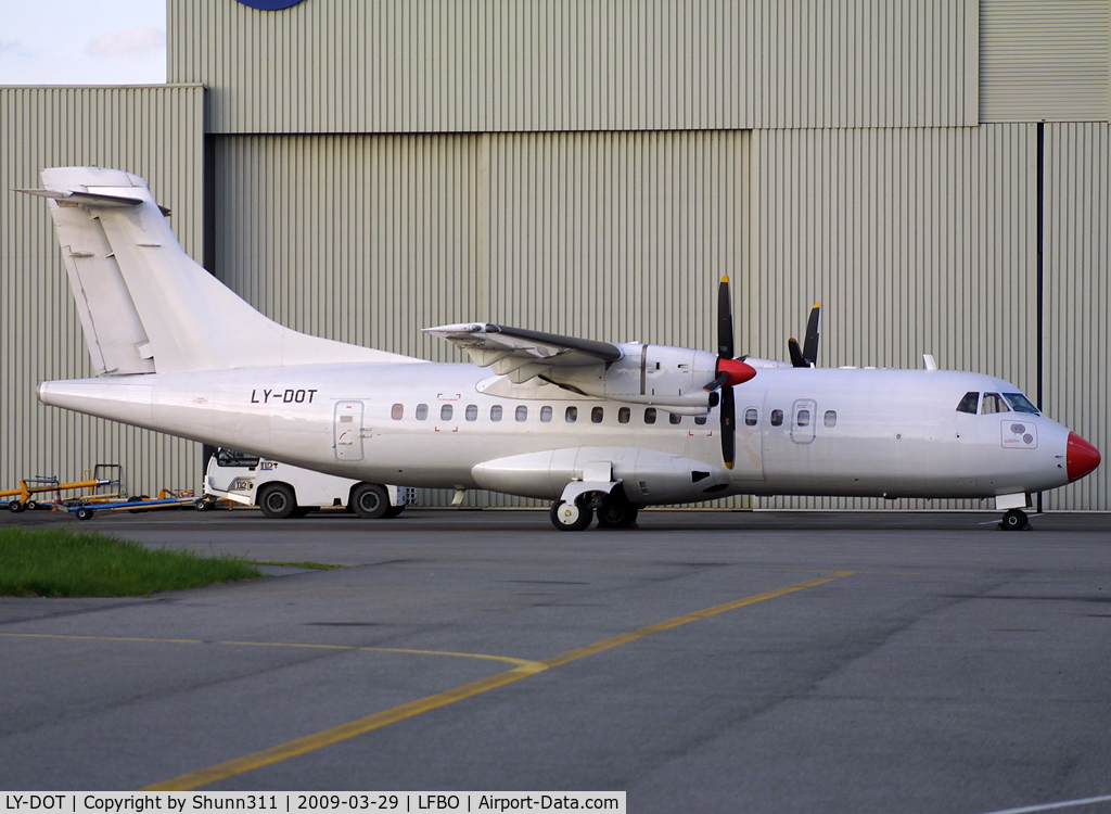 LY-DOT, 1990 ATR 42-300 C/N 176, Parked at Latecoere Aeroservices facility...