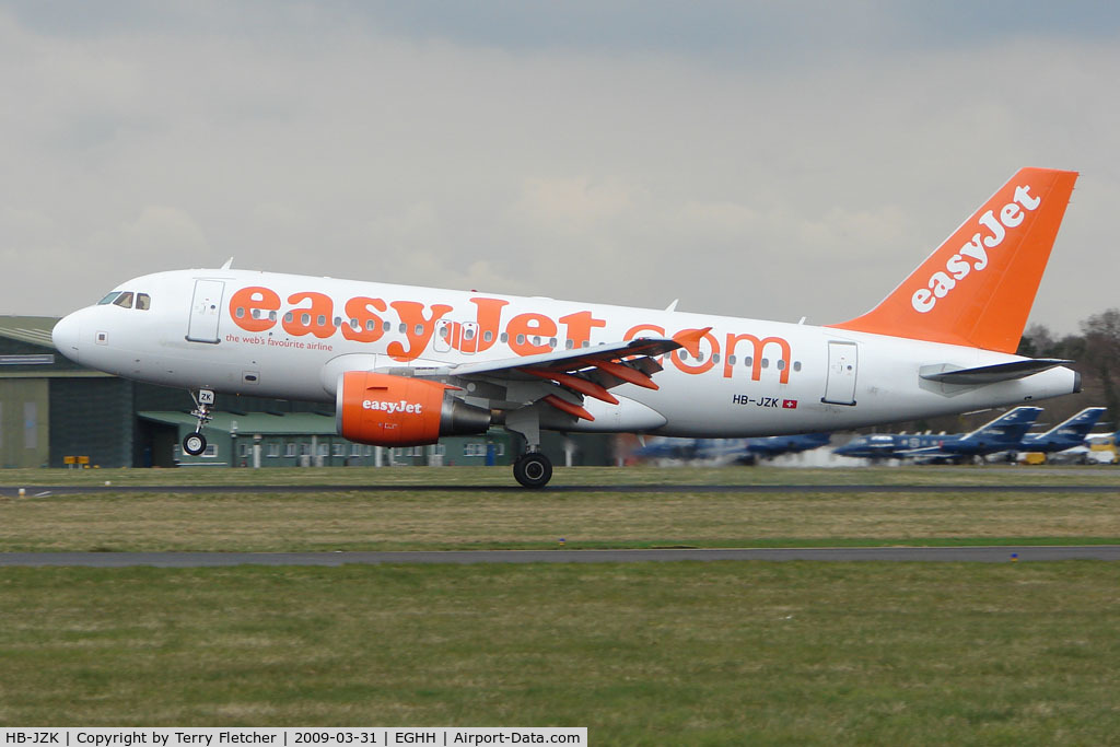 HB-JZK, 2004 Airbus A319-111 C/N 2319, Swiss Easyjet A319 takes off from Bournemouth