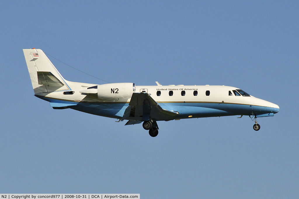 N2, Cessna 560XL Citation Excel C/N 560-5333, Arriving KDCA.  Operated by the FAA.