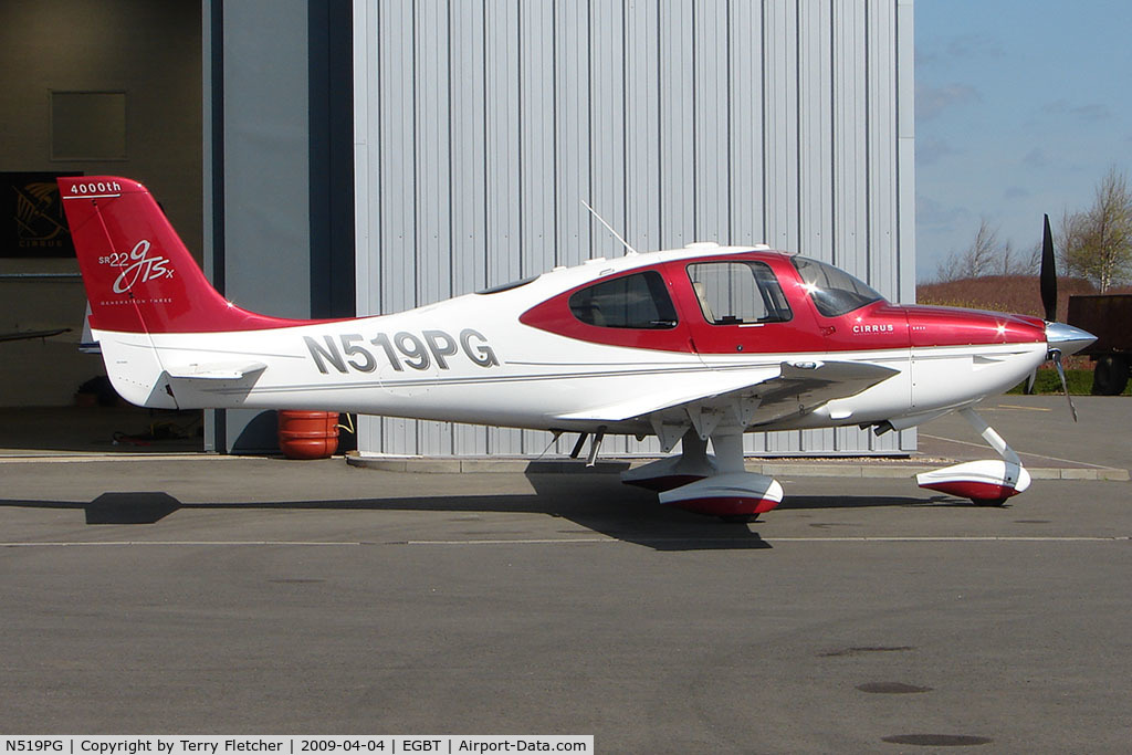 N519PG, 2008 Cirrus SR22 G3 GTSX Perspective C/N 2992, Cirrus SR22 at Turweston with 4000th Cirrus on tail