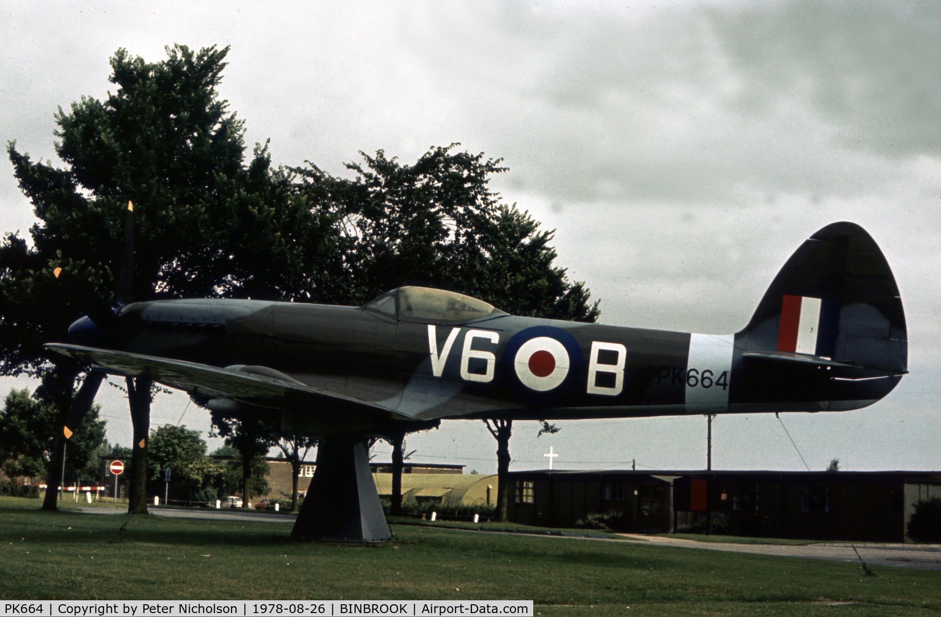PK664, Supermarine 356 Spitfire F.22 C/N CBAF.217, This Spitfire was still a gate guardian in 1978 at RAF Binbrook.