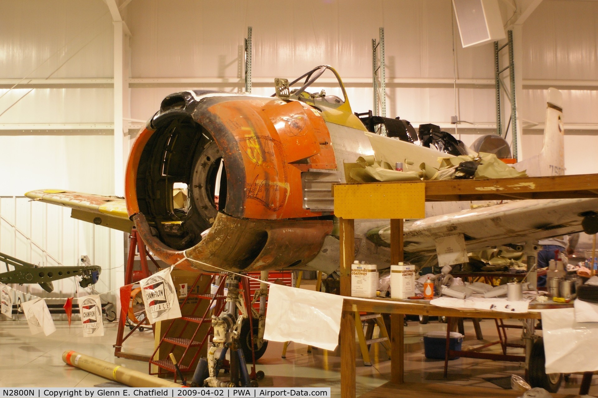 N2800N, North American-rivera T-28C C/N 226-57 (140480), Undergoing rebuild at the Oklahoma Museum of Flying