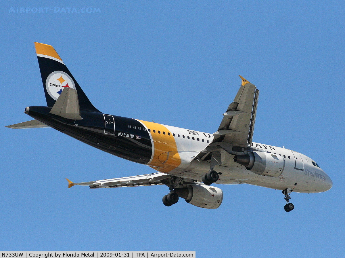 N733UW, 2000 Airbus A319-112 C/N 1205, US Airways Pittsburgh Steelers A319