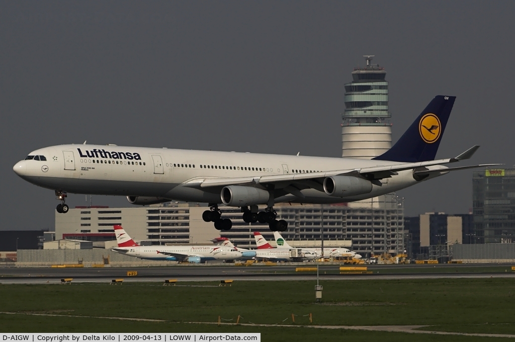 D-AIGW, 2000 Airbus A340-313X C/N 327, Lufthansa  To maintenance with Austrian technology