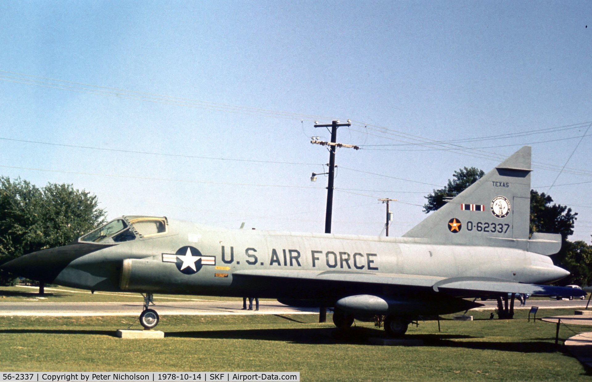 56-2337, 1956 Convair TF-102A Delta Dagger C/N Not found 56-2337, In 1978 this Delta Dagger was in the USAF History & Traditions Museum at Lackland AFB.