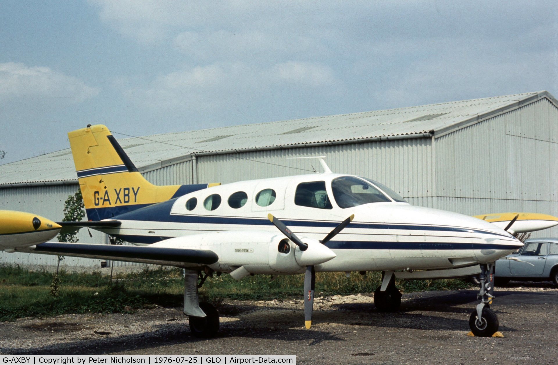 G-AXBY, 1967 Cessna 401A C/N 401-0032, This Cessna 401A was seen at Staverton in the Summer of 1976.