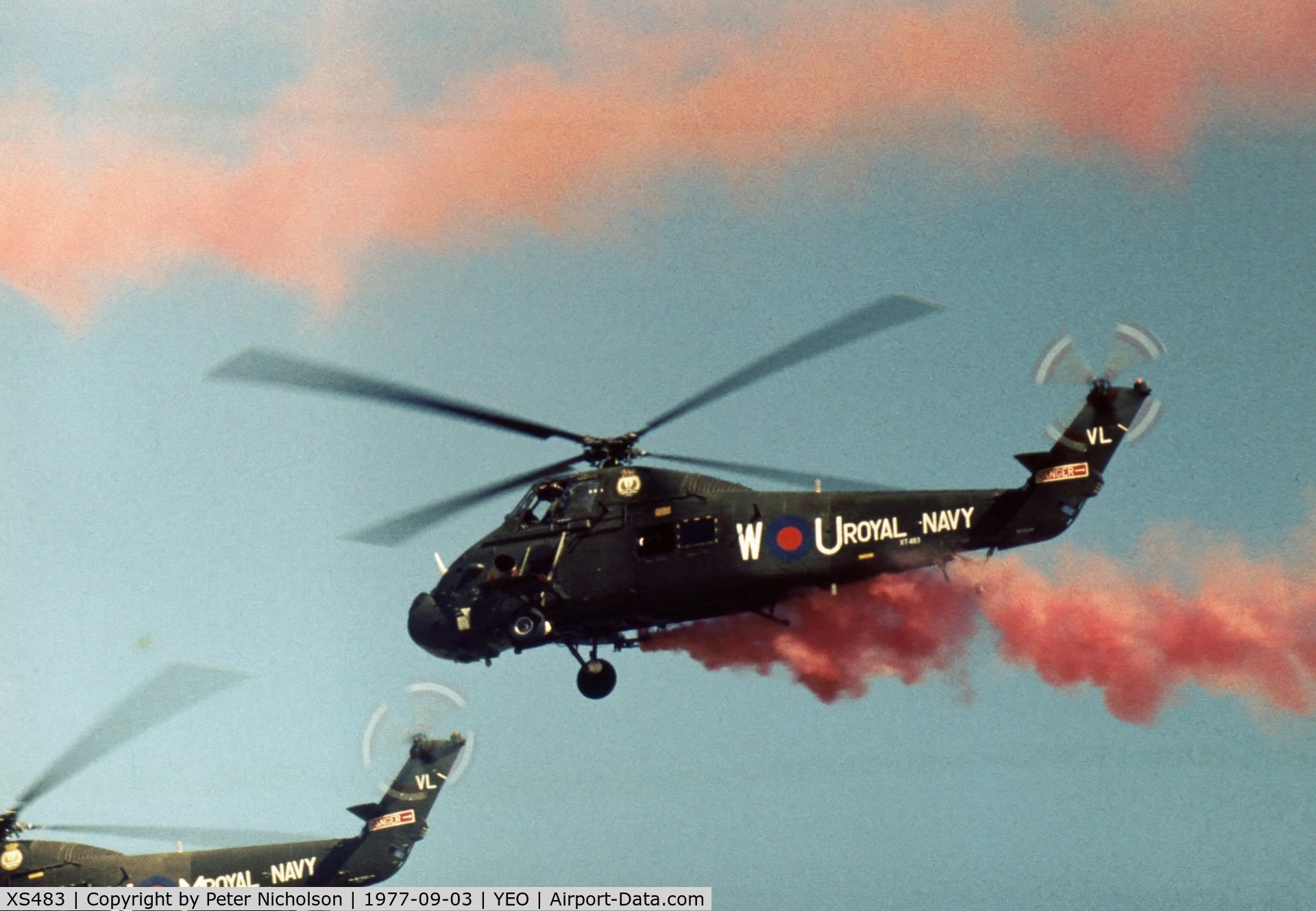 XS483, 1964 Westland Wessex HU.5 C/N WA157, Wessex HU.5 of 707 Squadron in action at the 1977 RNAS Yeovilton Air Day.