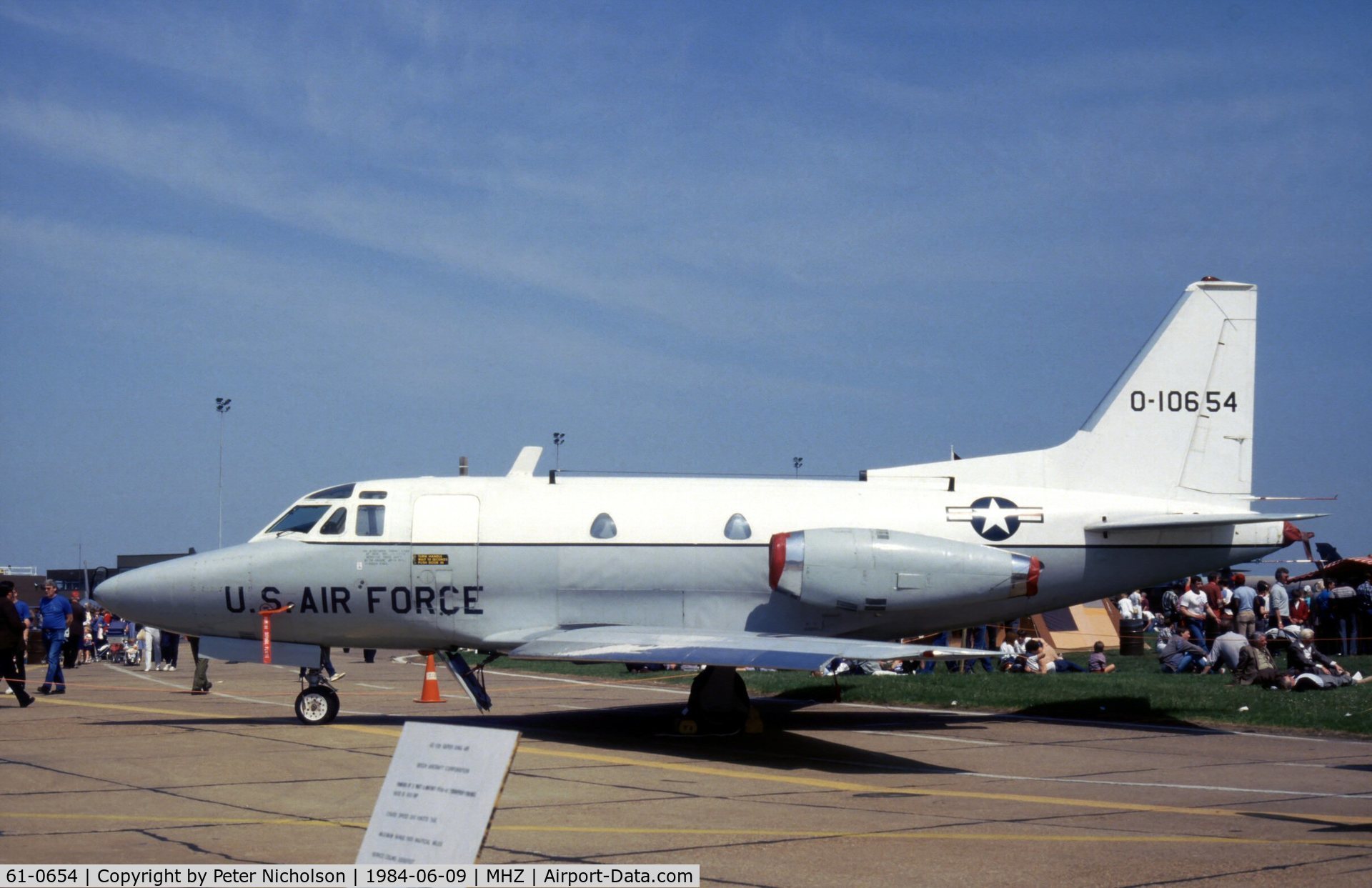 61-0654, 1961 North American CT-39A Sabreliner C/N 265-57, CT-39A Sabreliner of 58 MAS at the 1984 RAF Mildenhall Air Fete.