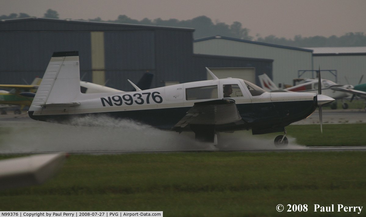 N99376, 1981 Mooney M20K C/N 25-0545, Finding the water on the runway