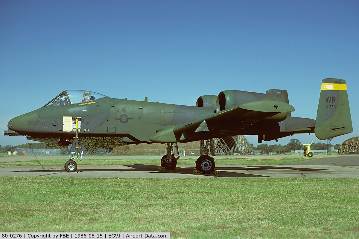 80-0276, 1980 Fairchild Republic A-10A Thunderbolt II C/N A10-0626, RAF Bentwaters scenery (KM25 slidescan) 