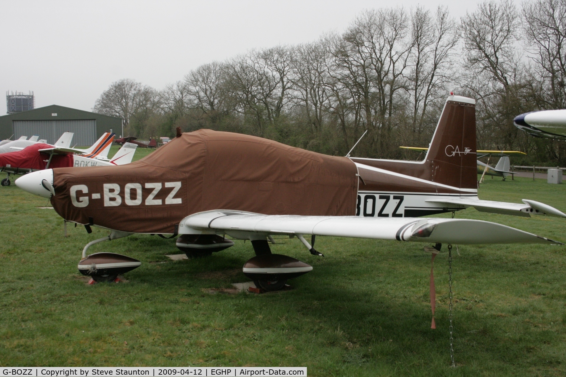 G-BOZZ, 1979 Gulfstream American AA-5B Tiger C/N AA5B-1155, Taken at Popham Airfield, England on a gloomy April Sunday (12/04/09)