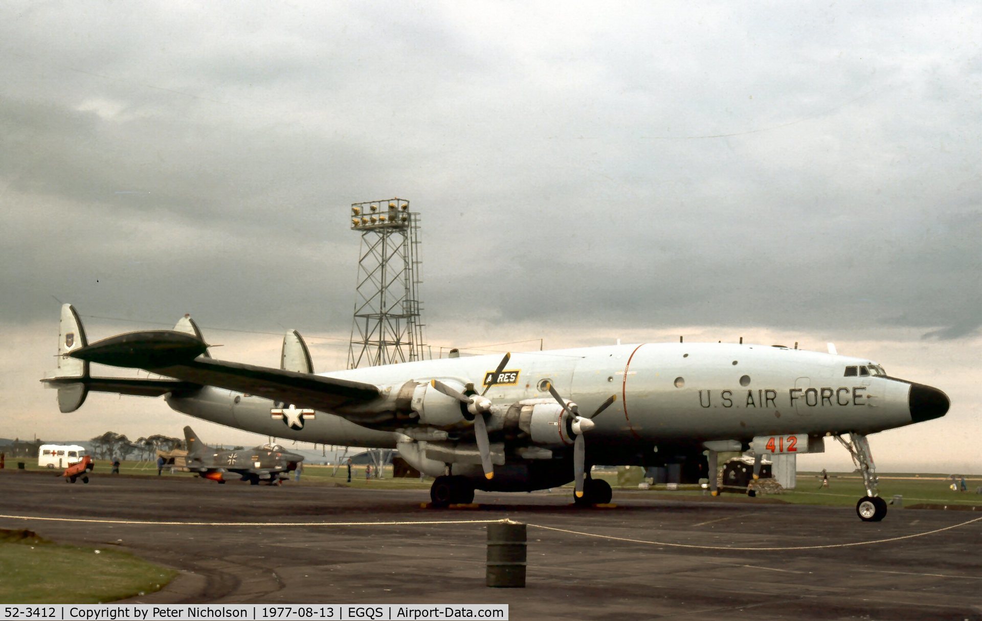 52-3412, 1952 Lockheed EC-121T Warning Star C/N 1049A-4330, Warning Star of Det 1, 20 ADS from NAS Keflavik at the 1977 RAF Lossiemouth Open Day.