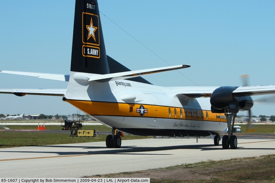 85-1607, 1983 Fokker C-31A (F27-400M) Troopship C/N 10653, Arriving at Sun N Fun '09
