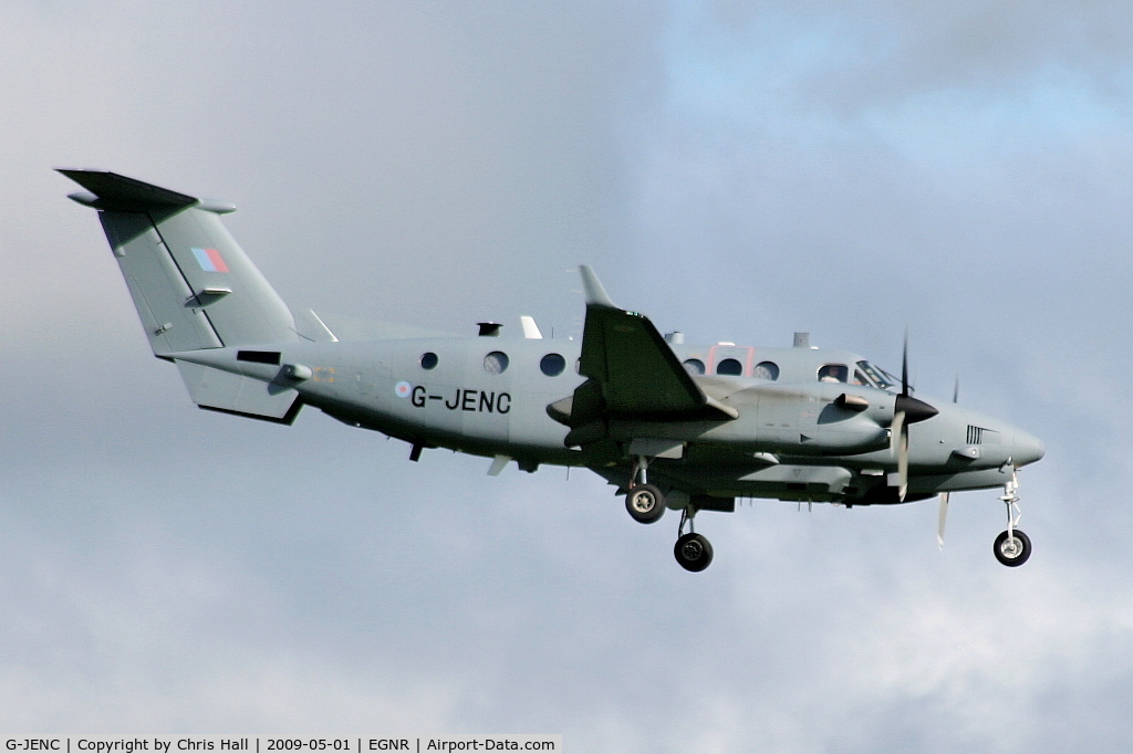 G-JENC, 2007 Beechcraft Shadow R.Mk1 (350CER) Super King Air C/N FM-14, Super King Air bound for the Army Air Corps. It will become ZZ416 following the completion of alterations being carried out by Beechcraft at Hawarden