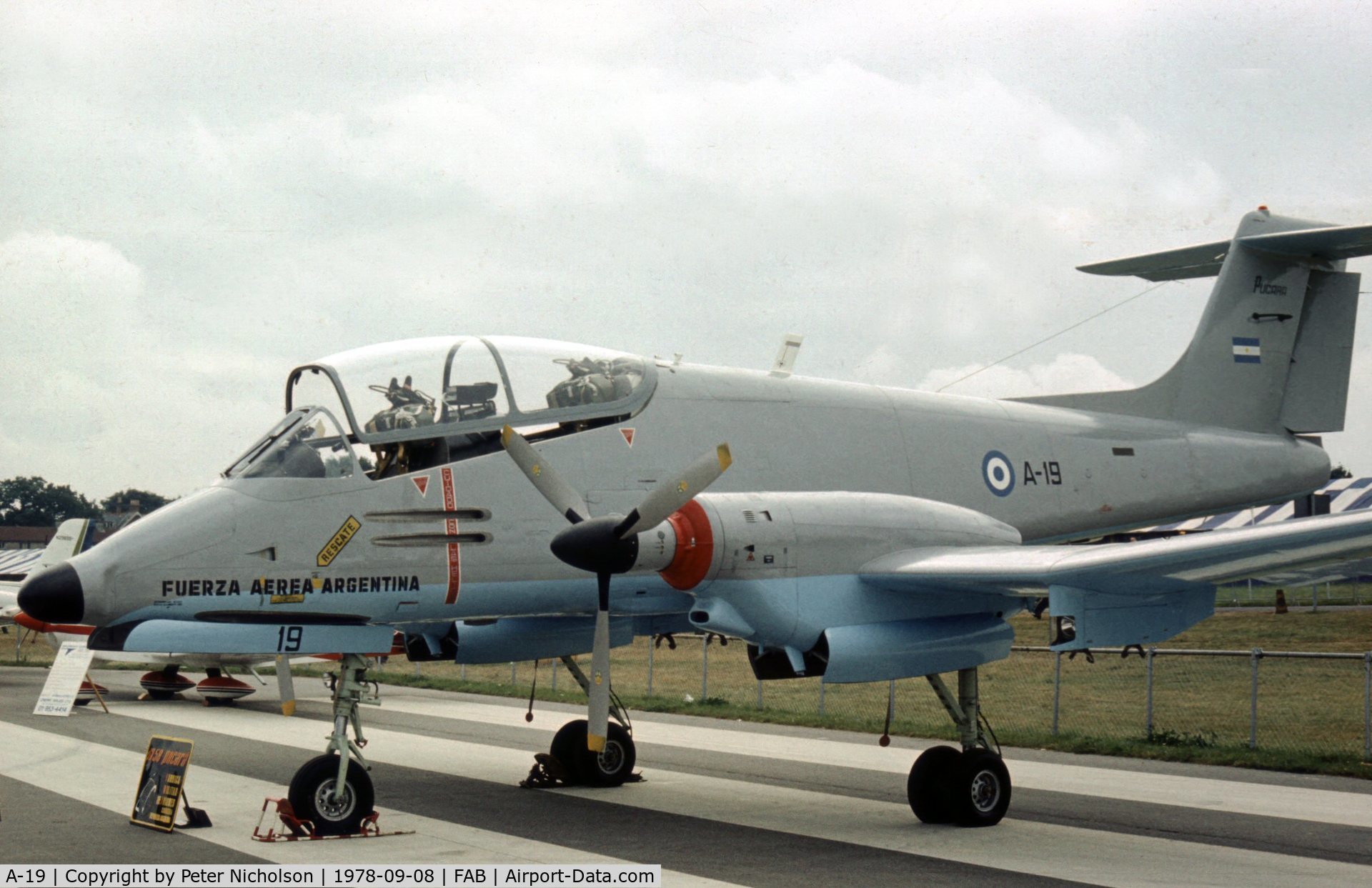 A-19, FMA IA-58A Pucará C/N 019, The nineteenth production Pucara at the 1978 Farnborough Airshow.