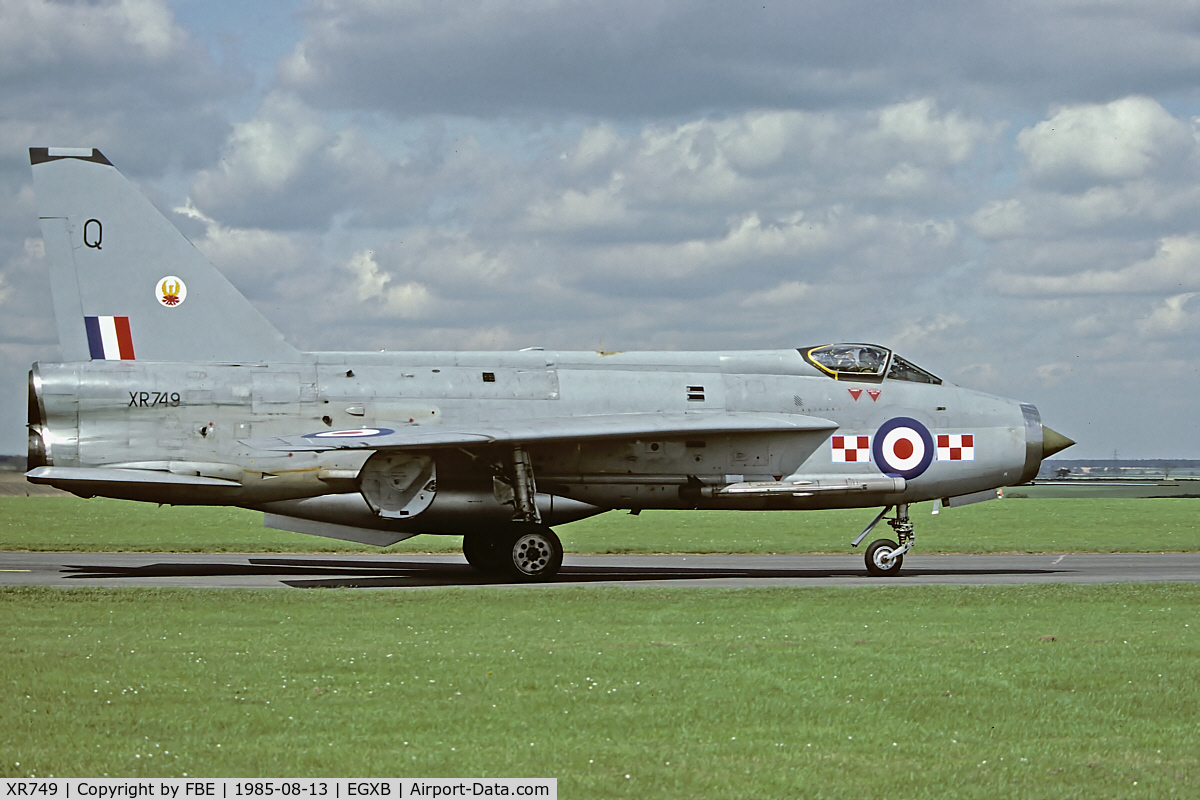 XR749, 1965 English Electric Lightning F.3 C/N 95214, daily scene at Binbrook during the mid eighties