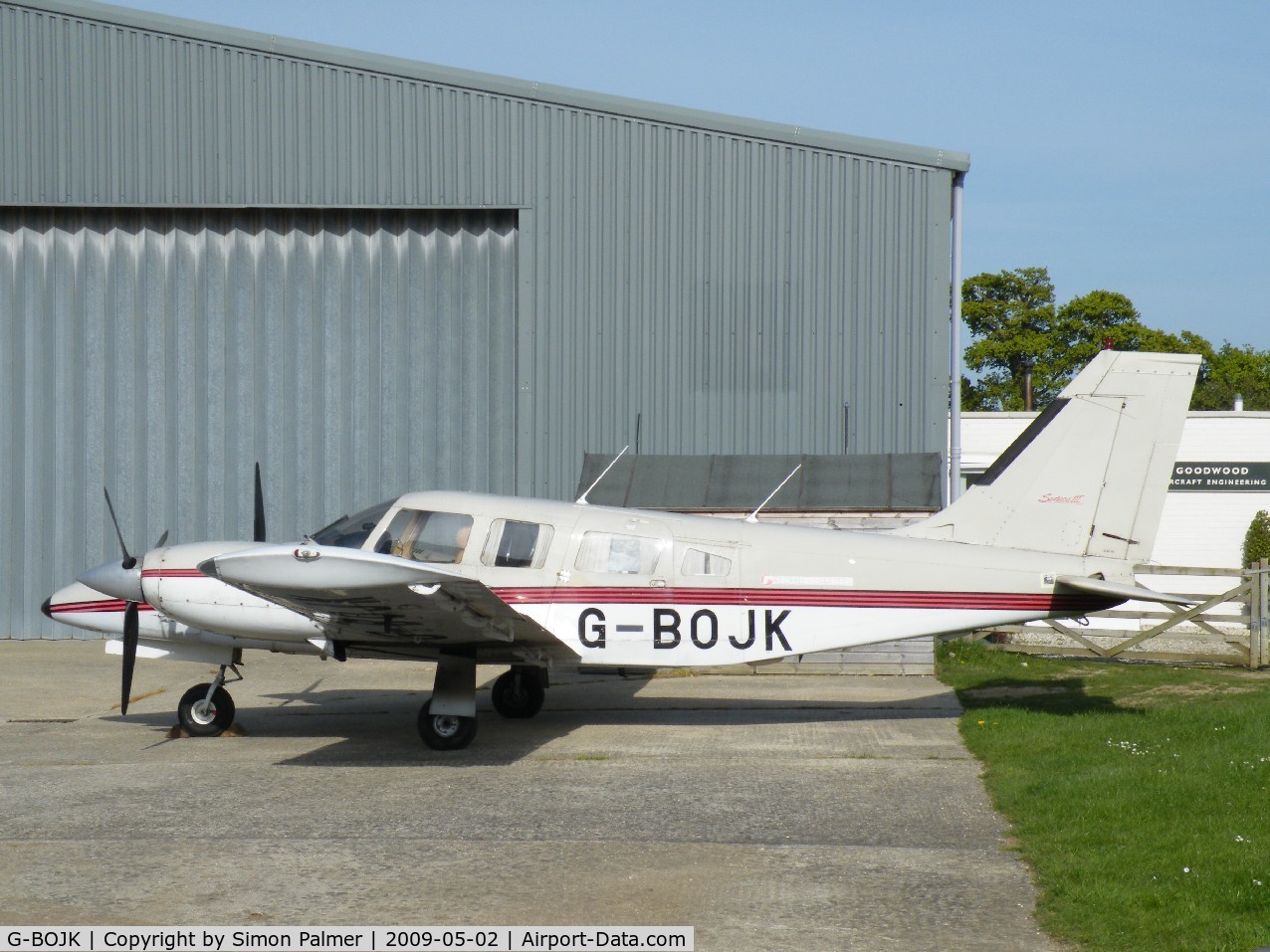 G-BOJK, 1986 Piper PA-34-220T Seneca III C/N 34-33020, PA-34 seen at Goodwood