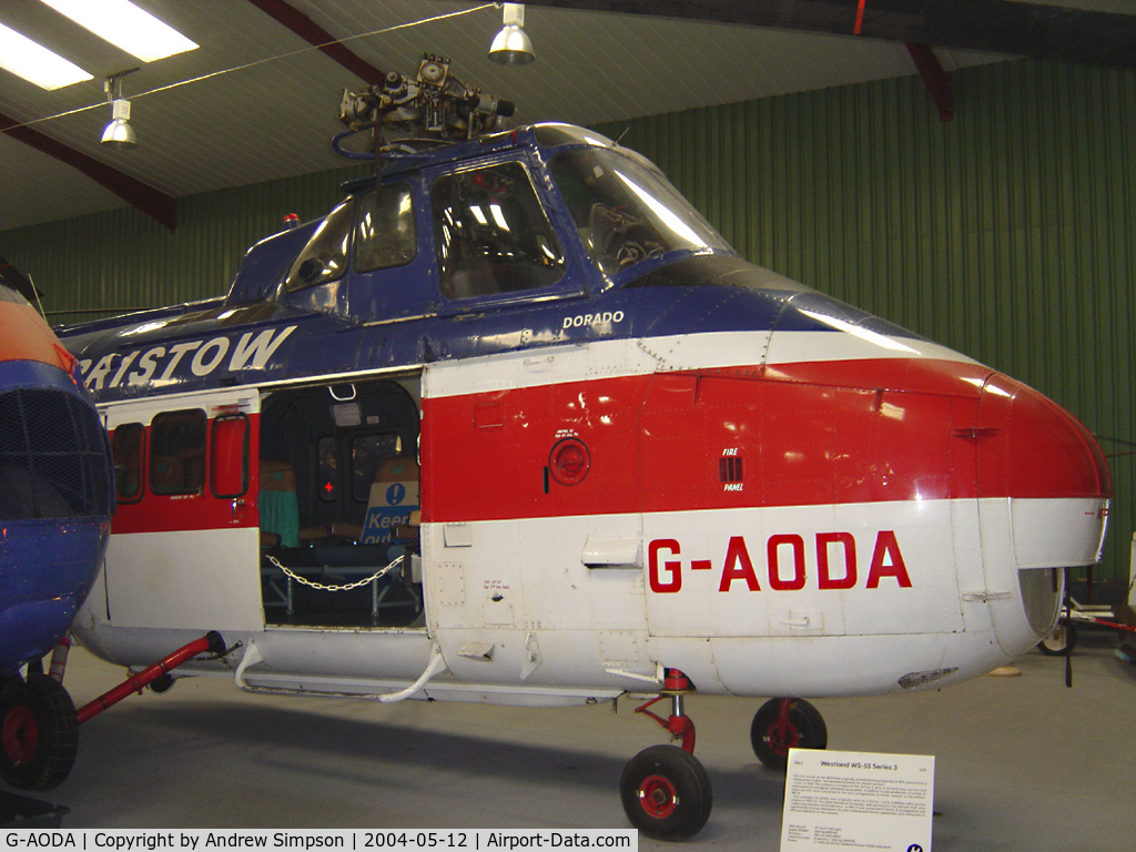 G-AODA, 1955 Westland S.55 Series 3 Whirlwind C/N WA113, At Weston Super-mare Helicopter Museum.