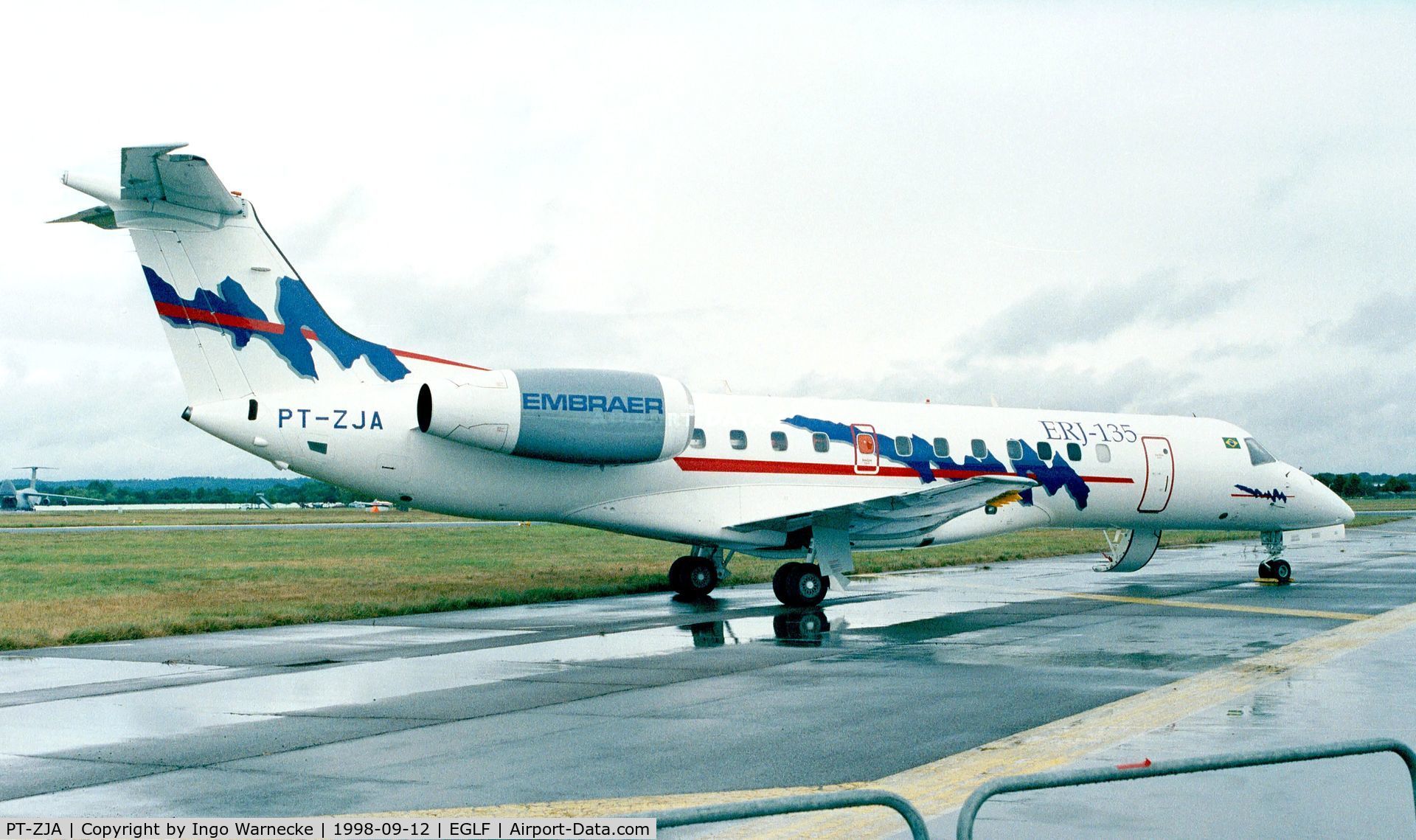 PT-ZJA, Embraer EMB-135KE (ERJ-140ER) C/N 145001, EMBRAER EMB-135ER (ERJ 135ER) at Farnborough International 1998