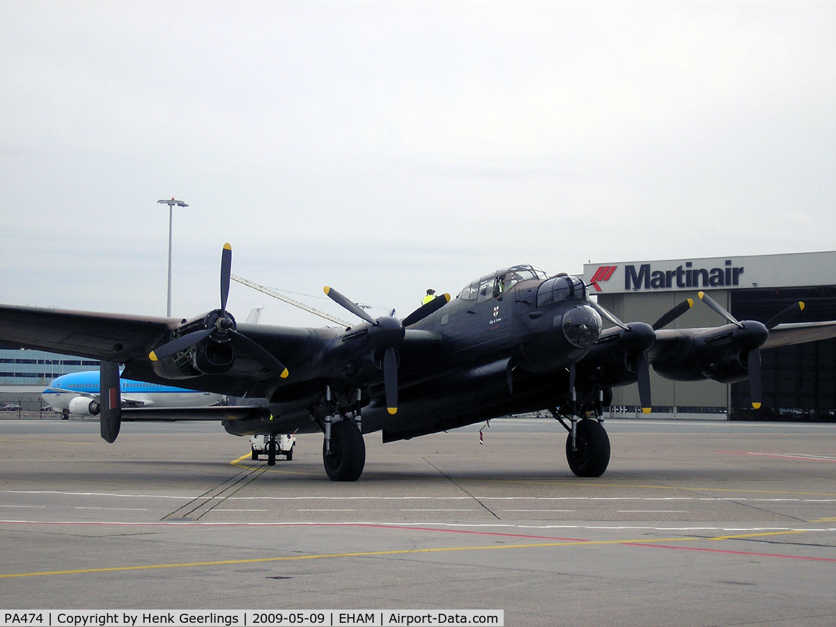 PA474, 1945 Avro 683 Lancaster B1 C/N VACH0052/D2973, At Schiphol East due to engine change ;  engine test.