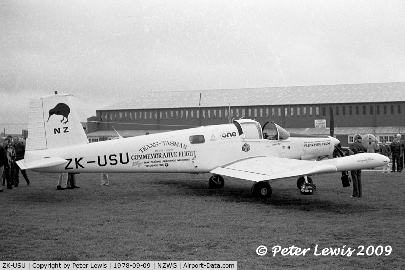 ZK-USU, 1977 Fletcher FU24-950 C/N 238, NZ Aerospace Industries Ltd., Hamilton - on display just before 27hr flight NZ-AU-NZ