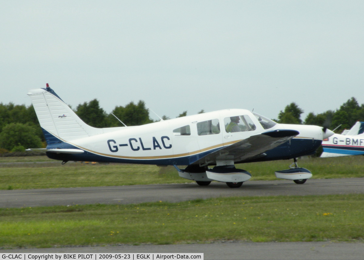 G-CLAC, 1981 Piper PA-28-161 Cherokee Warrior II C/N 28-8116241, RESIDENT CHEROKEE TAXYING TO RWY 25