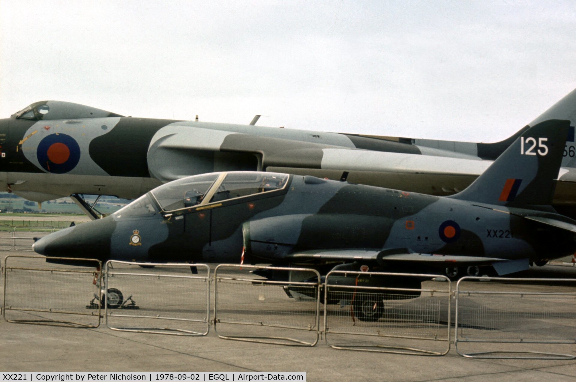 XX221, 1978 Hawker Siddeley Hawk T.1 C/N 057/312057, Hawk T.1 of the Tactical Weapons Unit on display at the 1978 Leuchars Airshow.