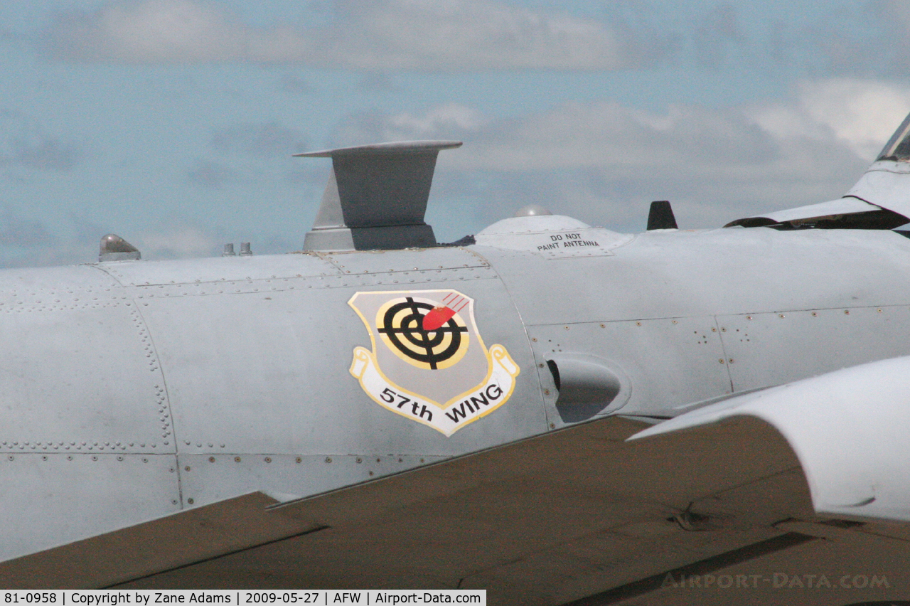 81-0958, 1981 Fairchild Republic A-10A Thunderbolt II C/N A10-0653, At Alliance, Fort Worth