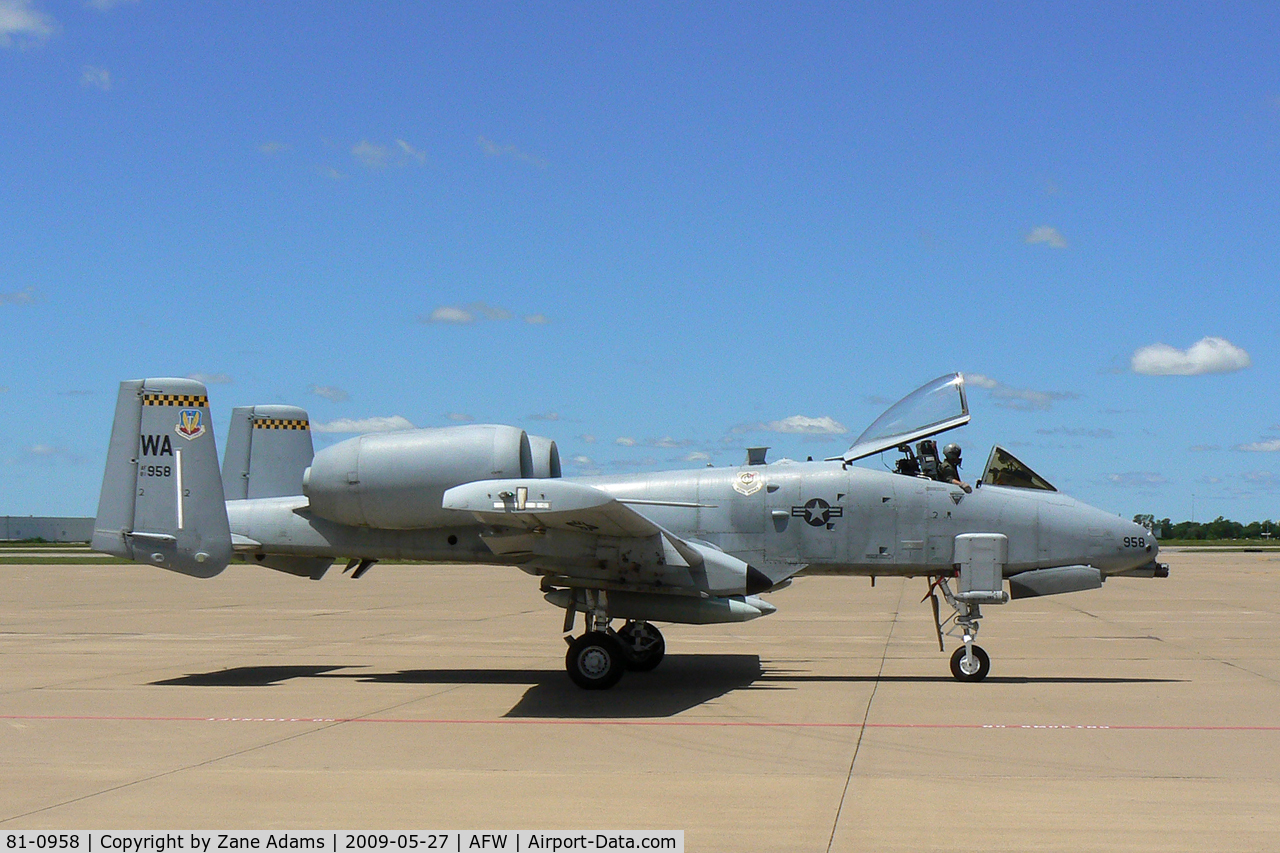 81-0958, 1981 Fairchild Republic A-10A Thunderbolt II C/N A10-0653, At Alliance, Fort Worth