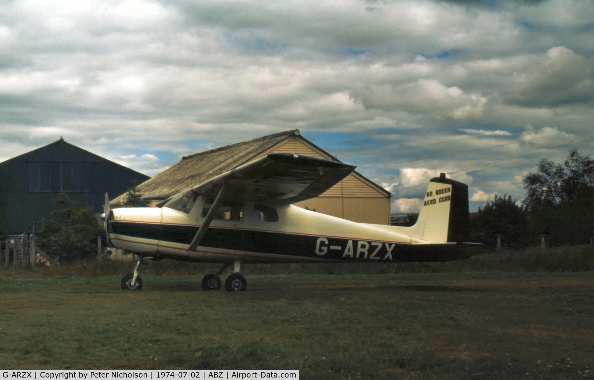 G-ARZX, 1962 Cessna 150B C/N 150-59642, Aberdeen Flying Club's Cessna 150B seen at its home base in the Summer of 1974.