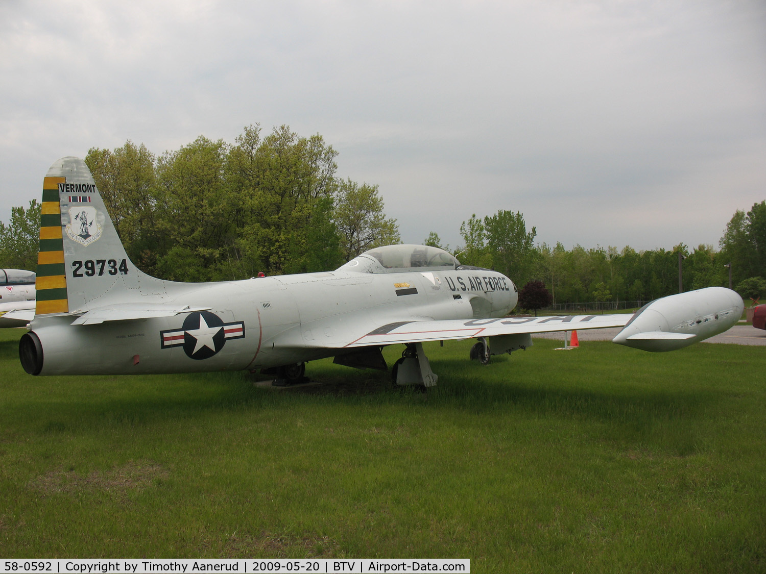 58-0592, 1958 Lockheed T-33A Shooting Star C/N 580-1561, Vermont Air National Guard airpark, Burlington, VT