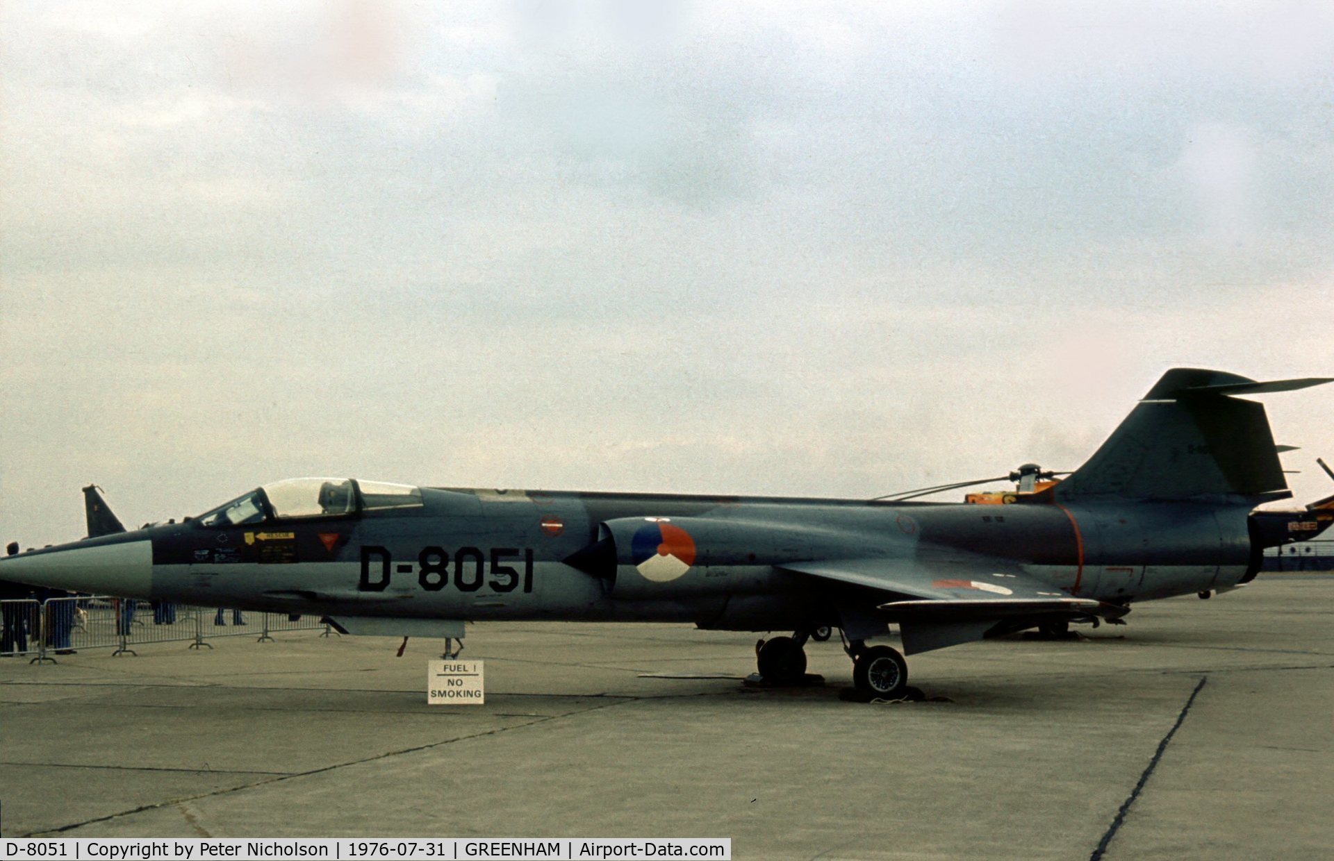 D-8051, Lockheed F-104G Starfighter C/N 683-8051, Starfighter of 312 Squadron Royal Netherlands Air Force at the 1976 Intnl Air Tattoo at RAF Greenham Common.