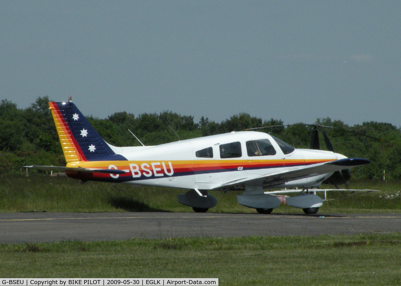 G-BSEU, 1977 Piper PA-28-181 Cherokee Archer II C/N 28-7890108, THIS VISITING CHEROKEE WAS A ONE TIME BLACKBUSHE RESIDENT