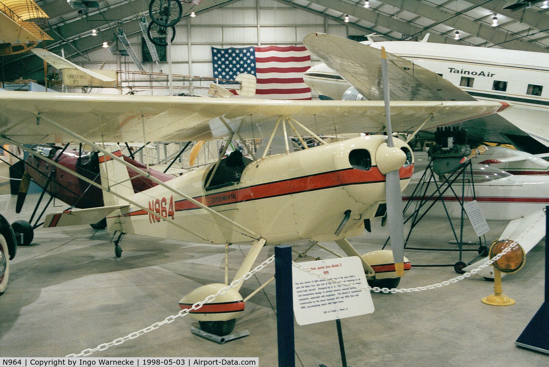 N964, 1976 Corben Junior Ace Model E C/N 164, Reed Corben Junior Ace Model E at the New England Air Museum, Windsor Locks CT