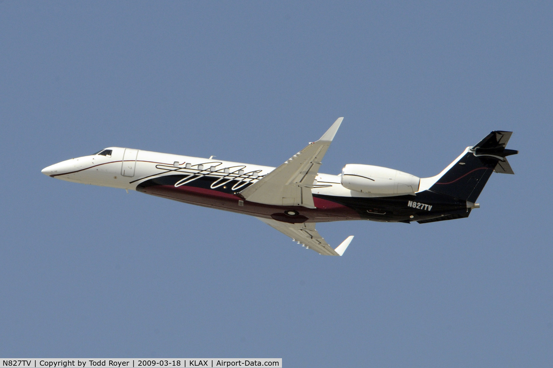 N827TV, 2006 Embraer EMB-135BJ Legacy C/N 14500971, Departing LAX on 25R