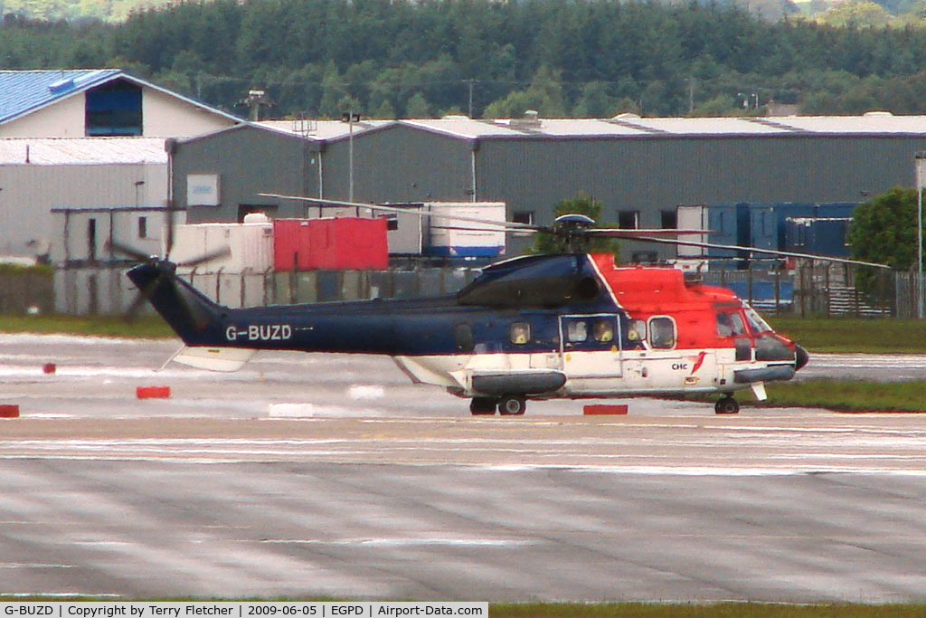 G-BUZD, Aerospatiale AS-332L Super Puma C/N 2069, AS 332L at Perth Airport in Scotland