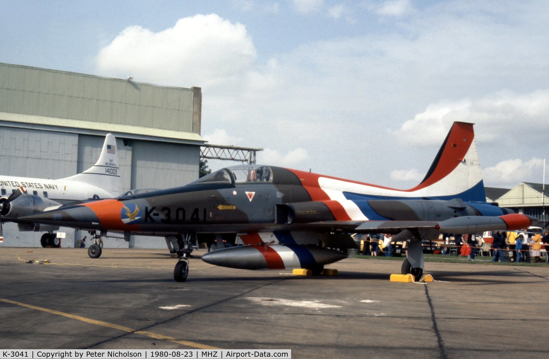 K-3041, 1970 Canadair NF-5A Freedom Fighter C/N 3041, Another view of the Royal Netherlands Air Force F-5A on display at the 1980 Mildenhall Air Fete.