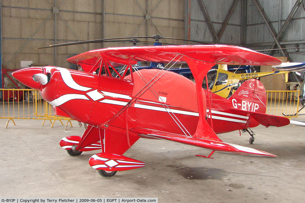 G-BYIP, 1981 Aerotek Pitts S-2A Special C/N 2244, Pitts S-2A at Perth Airport in Scotland