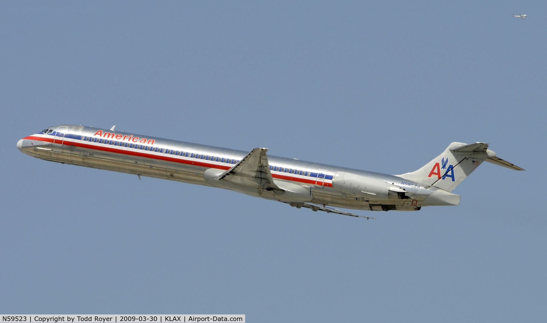 N59523, 1990 McDonnell Douglas MD-82 (DC-9-82) C/N 49915, Departing LAX on 25R