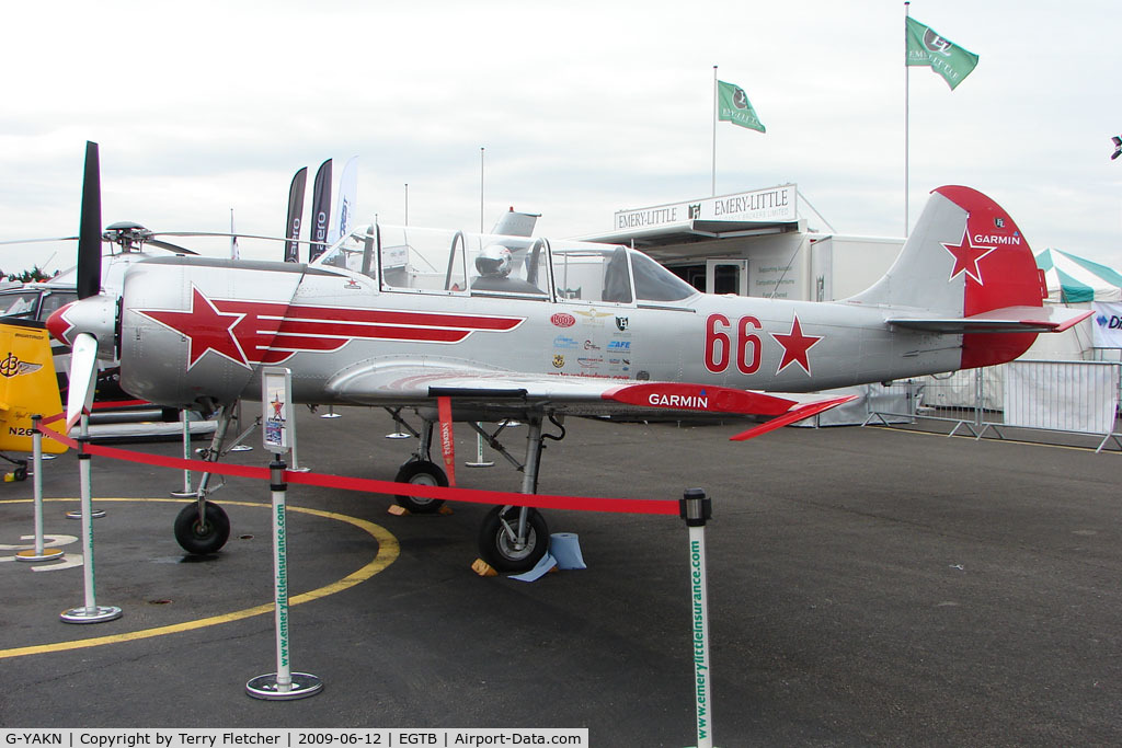 G-YAKN, 1985 Bacau Yak-52 C/N 855905, Red 66 , Yak 52 , exhibited at 2009 AeroExpo at Wycombe Air Park