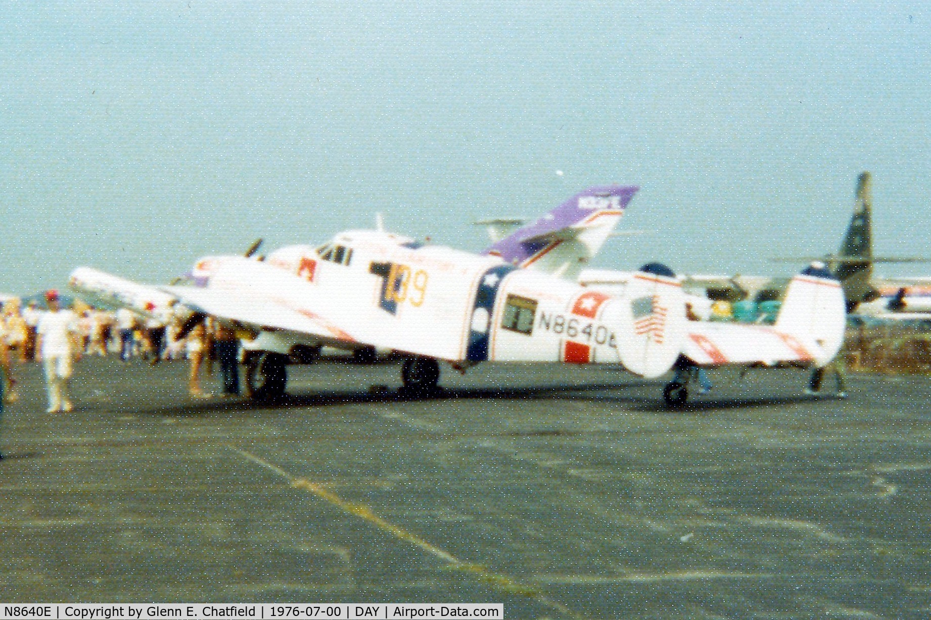 N8640E, Beech C-45H Expeditor C/N AF-510, C-45H 52-10580 At the Dayton International Air Show.  Instamatic 110 print.