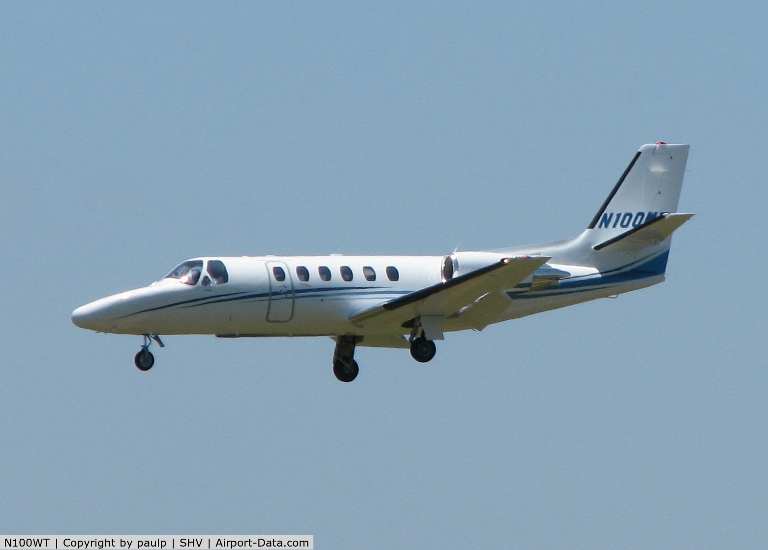 N100WT, 1998 Cessna 550 C/N 550-0858, Landing at Shreveport Regional.